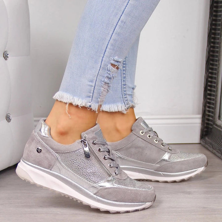 Casual Lace-Up Trainers for Women – Stylish & Comfortable with Side Zip