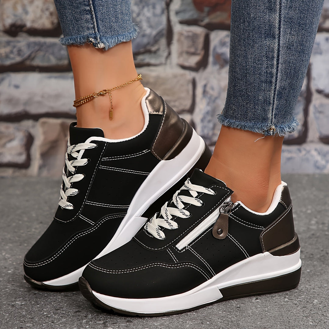 Cushioned Low-Top Trainers for Women – Zip Accent Design